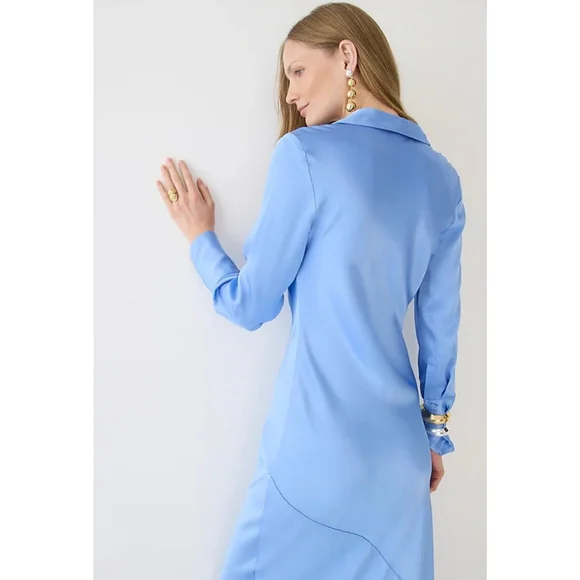 58. J.Crew Limited-edition maxi collared slip dress in shiny crepe - Picture 4 of 13